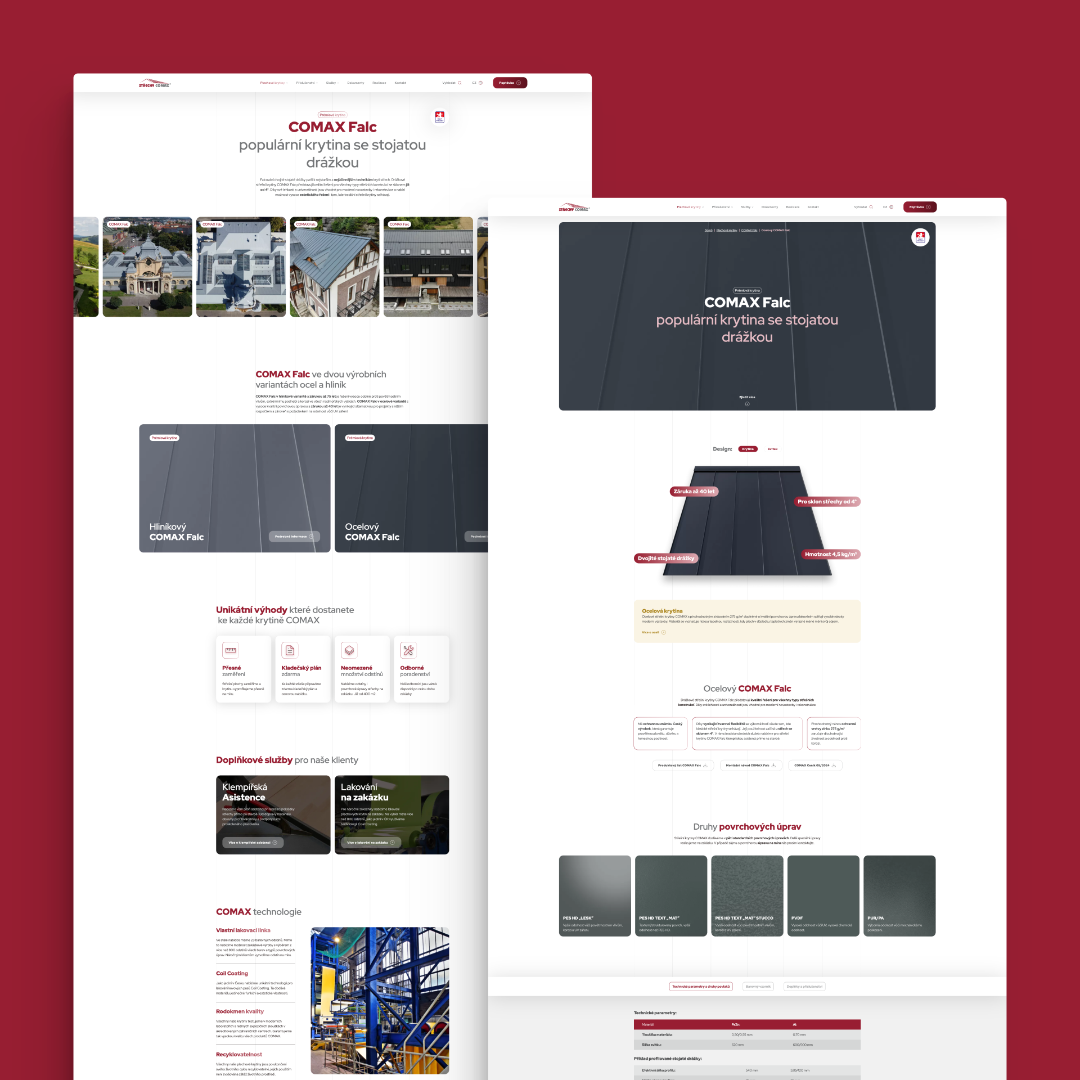 Example of COMAX ROOFS UI / UX DESIGN