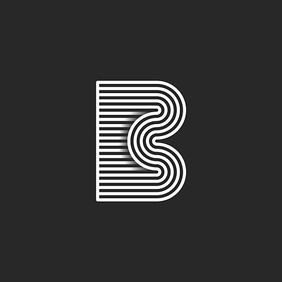 B letter b letter b logo b monogram branding calligraphy design emblem letter design linear logo logo design parallel lines shadow thin lines typography