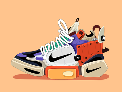 Nike Sneaker Illustration🙀🍷 2d adidas branding illustration nike nike sneaker shoes sneaker