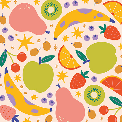 Tutti Frutti Pattern apparel children colorful cute fruits fun illustration merchandise pattern playful seamless stationery tutti frutti vector vegetables