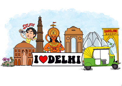 Delhi PostCard art branding design digital art doodling graphic design illstration illustration