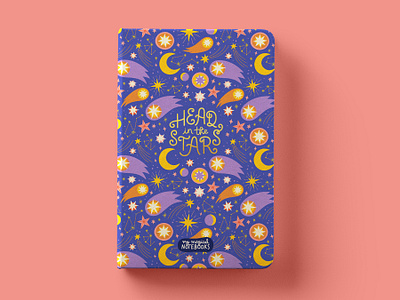 Stargazer notebook celestial cosmic cosmos cover cute illustration magical moon notebook pattern planner seamless sky stargazer stars stationery