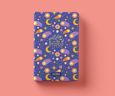 Stargazer notebook celestial cosmic cosmos cover cute illustration magical moon notebook pattern planner seamless sky stargazer stars stationery