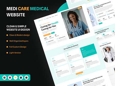 Medi Care Medical & Healthcare Web Design doctor website healthcare healthcare website home page landing page landing page design medical medical webiste ui ui design uiux uiux design ux web web design web page web ui website website design