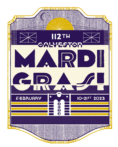 Mardi Gras Galveston 2023 gig poster graphic design poster design print screenprint typography