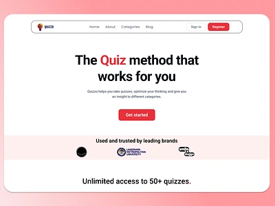 QUIZZO A Quiz web app that allows users to take quizzes design ui web