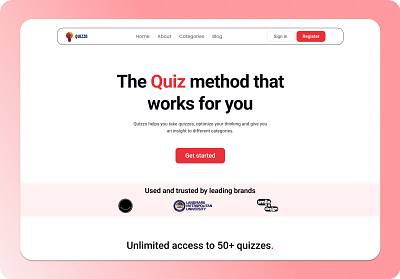 QUIZZO A Quiz web app that allows users to take quizzes design ui web