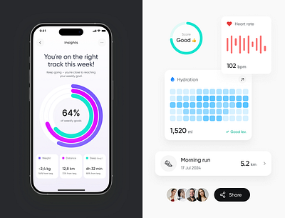 HealthTech Mobile App Design ai ai app app design fitness fitness app fitness tracker health app health tech healthcare healthcare app healthtech mobile product design sports tracking app ui uidesign user interface ux uxdesign