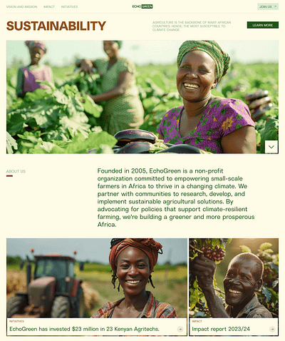 EchoGreen Landing page africa agriculture climate design globalwarming green kenya sustainable ui ux website