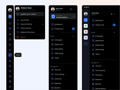 Side Navbar Components of an HR Platform - TalentHub case study component dashboard design design system navbar platform saas sidebar ui ui design ux uxui