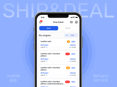 Ship & Deal – UX/UI Design for Mobile Logistics App app delivery management delivery services design freight shipping logistics app mobile app design on the go logistics sass transportation solutions uiux design user interface webdesign