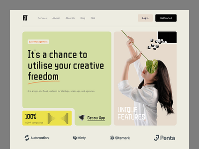 Creative Freedom ai website clean design fintech framer home page landing page marketing page ui ux web web design webflow website wordpress