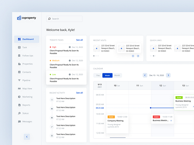 Coproperty • Real estate tool • Web App app application calendar crm dashboard design desktop graphic design management organization product realestate saas software tool ui ux