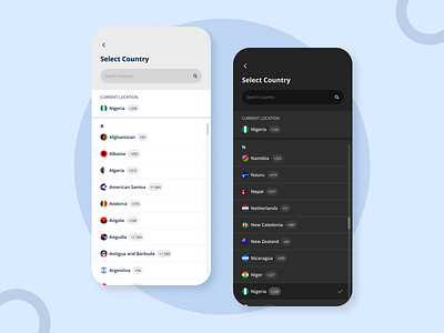 Select country | Filter clean counter crm dailyui designn filter flag input list menu location selector menu minimal mobile scroll search select country selector uii ux