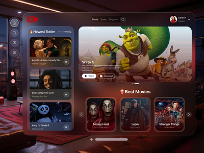 Movie stream concept | Vision Pro cinema concept design figma hbo movie netflix stream ui ux vision pro