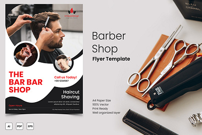 Barber Shop Flyer Template Design ✂️ barber shop flyer barbershop beauty salon design business flyer corporate flyer flyer design flyer template haircut haircut app salon booking salons services store template design