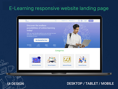 E-Learning responsive landing page e learning elearning responsive website ui uiux user interface website