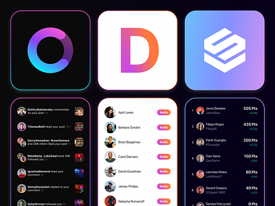 Multiple App Projects app app design app icon app interface design friends icon identity invites ios leaderboards logo logotype notifications social ui ui design user interface ux ux design