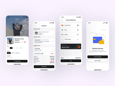 Checkout Process Design for an E-commerce App app black blue branding chekout design ecommerce graphic design illustration logo mobile process purple ui uiux design user experience user interface ux white