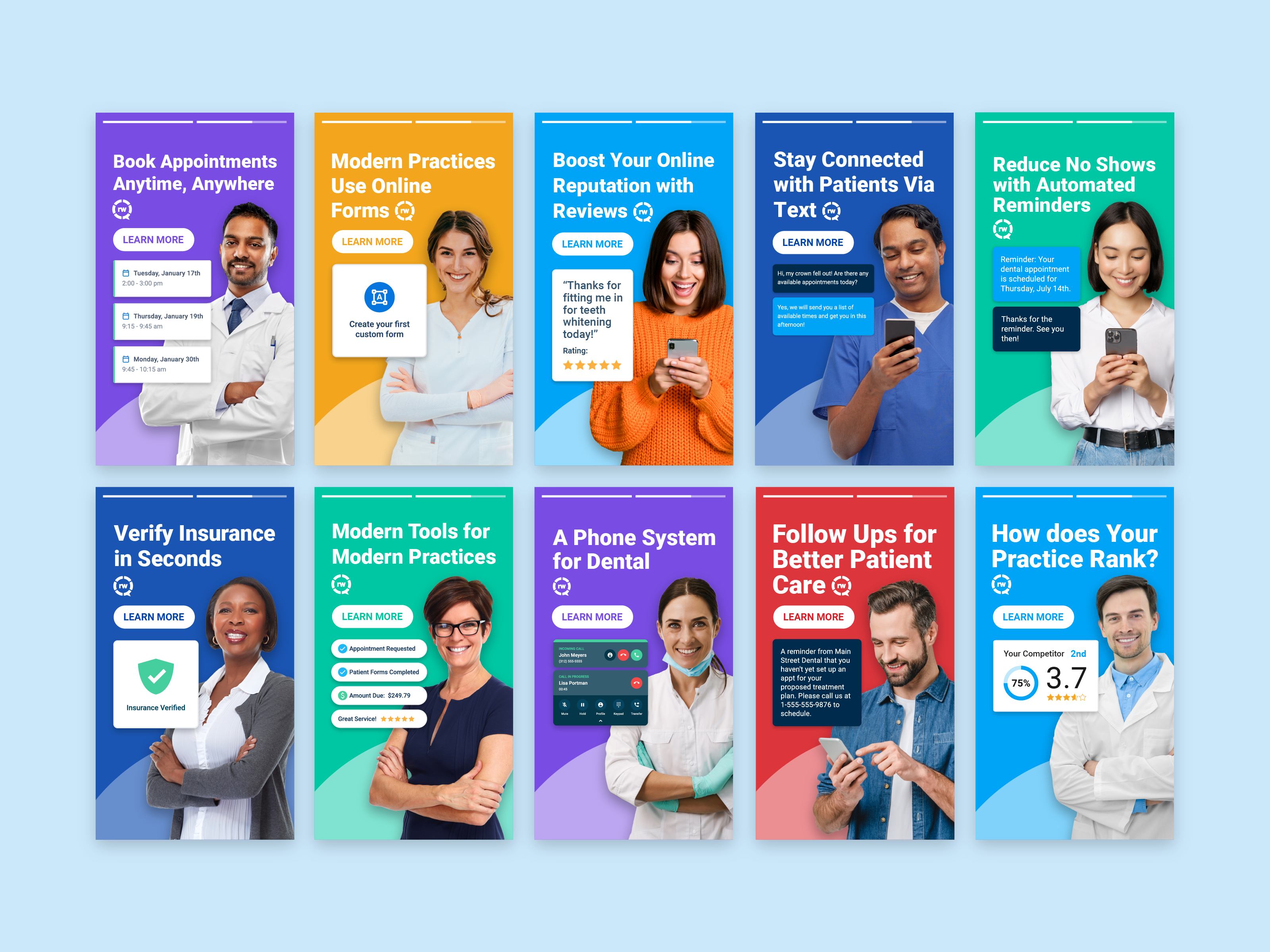 Instagram Story Ads advertising advertising design brand brand design branding dental marketing dental practice dental software design digital marketing forms graphic design instagram layout design logo phones reviews software texting typography
