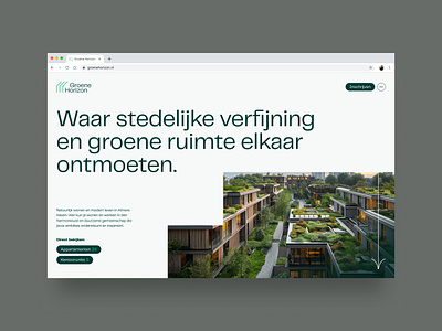 Groene Horizon Conservative Hero Concept branding clean concept conservative design digital design hero homepage living minimalistic project real estate scandinavian ui ux webdesign website whitespace work