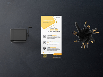 Yellow Business Rack card card creative design dl flyer fliers graphic design graphics illustration illustrator leaflet mpdern rack card