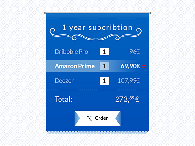 Order 1 year subcribtion amazon prime brand branding deezer divider hr dribbble graphic design icons designer illustrator ai invoice omarket store order photoshop psd print designer quantity receipt senior designer typo typography ui ui ux designer