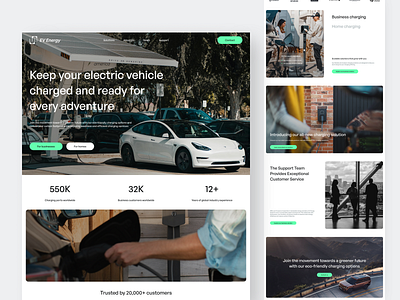 EV Charging Website Design batteries car charge clean design ev fireart tesla ui ux vehicle web