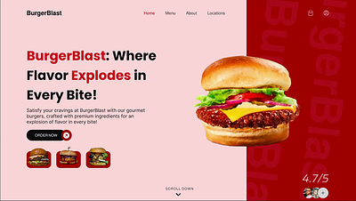 BurgerBlast - Interactive Website Design animation cleandesign dribble shots interactive design landing page minimalistdesign modern design modernui onlinestore productpage restaurant design ui ux design web design