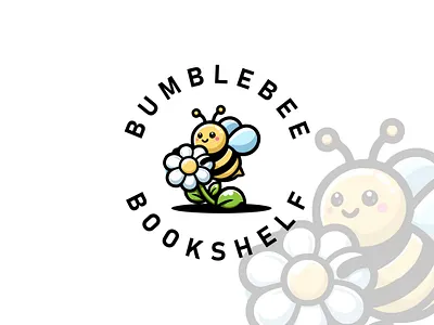 Minimal Logo bee cartoonish flower logo mascot minimal