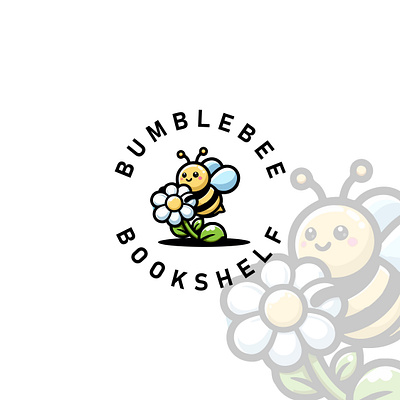 Minimal Logo bee cartoonish flower logo mascot minimal