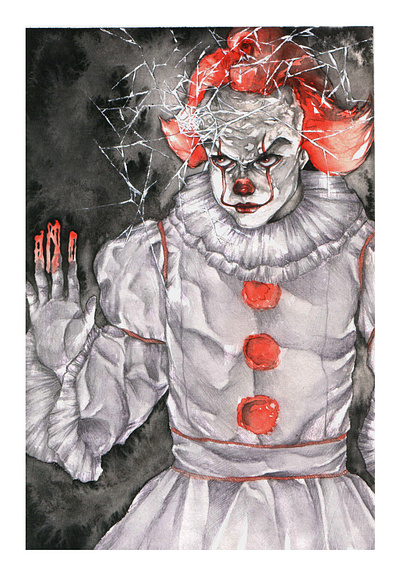 Pennywise character design horror illustration traditional art