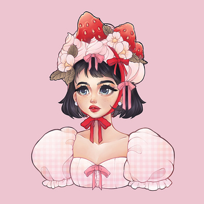 Strawberry Hat character design digital art illustration