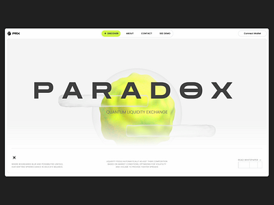 Paradox Exchange - Crypto Website Design 3d animation 3d website blockchain blockchain website clean website crypto brand crypto ux crypto website defi defi design flat design framer motion minimalistic website motion graphics nextjs ui design website hero