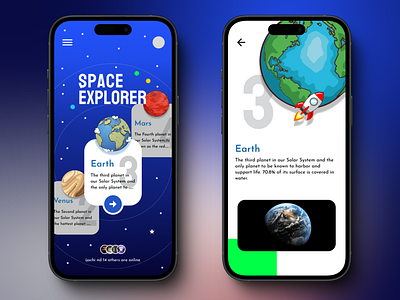 Space Explorer app appdesign branding mobiledesign space ui userinterface ux