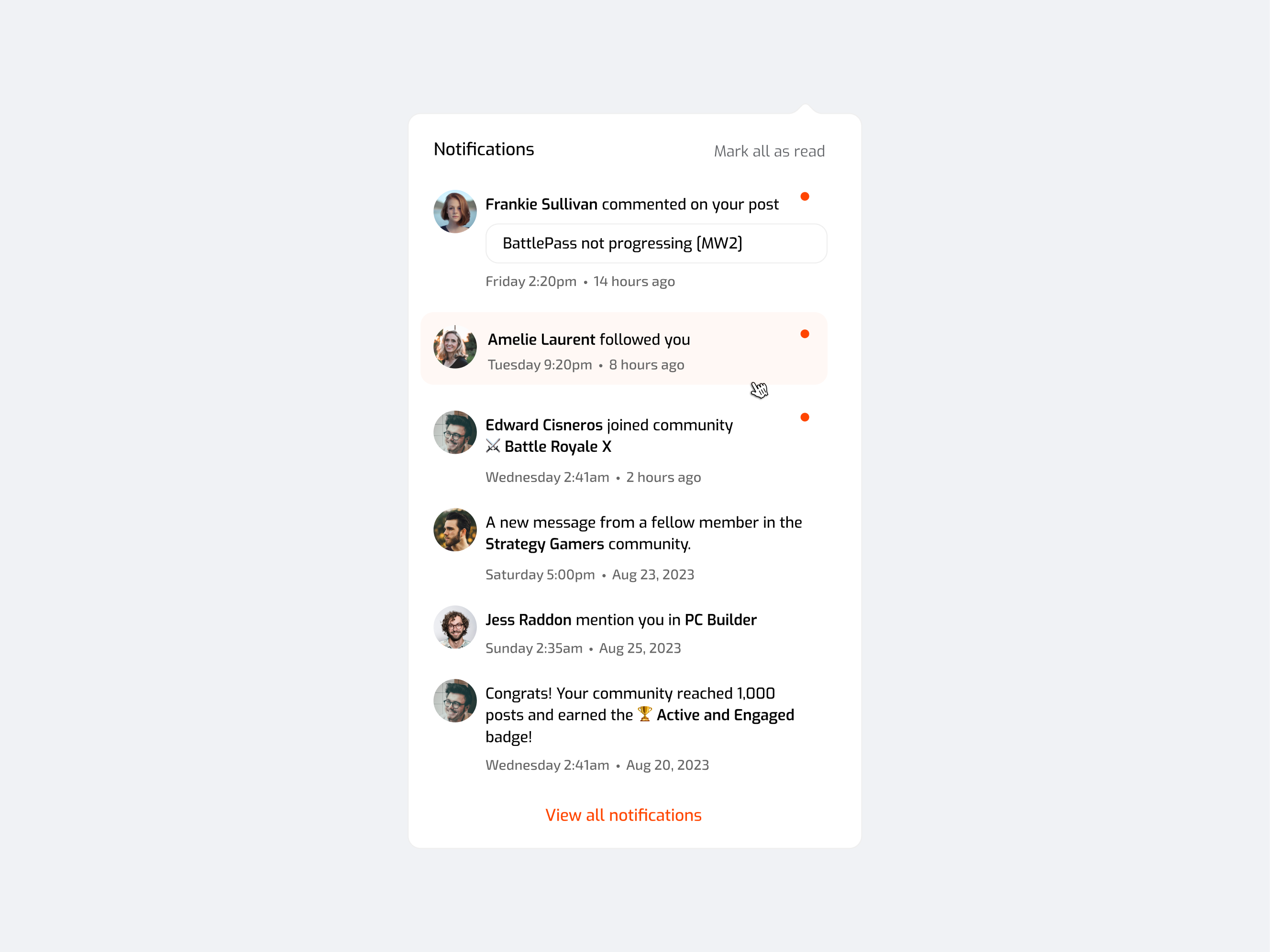 🔔 Notifications Modal ✦ ~Tilda Project alerts dashboard dropdown figma forums game gamers modal notification modal notifications pc platform popup product design saas social media