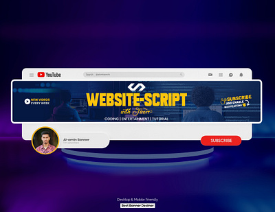 website script vlog YouTube Channel Banner Design banner design banner youtube channel art channel banner graphic design website youtube youtube banner