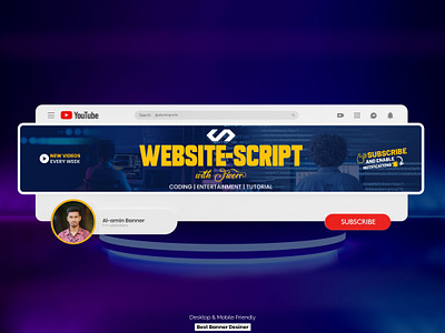 website script vlog YouTube Channel Banner Design banner design banner youtube channel art channel banner graphic design website youtube youtube banner