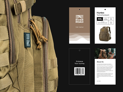 Tag design for River Road backpack bags huntex hunting journey logo application outdoor pack print design product river road tactical tag travel