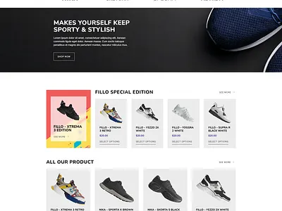 Sneaker Store Templete Kit branding e commerce fashion sneaker sneaker store temeplete kit themes ui web site design wordpress wordpress website