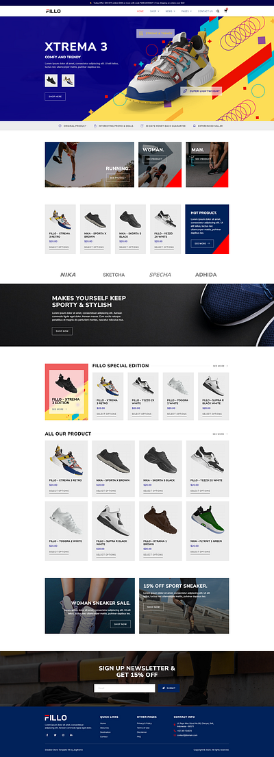 Sneaker Store Templete Kit branding e commerce fashion sneaker sneaker store temeplete kit themes ui web site design wordpress wordpress website