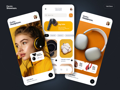 Headphone App Deign app app design branding clean degital earbuds earphone graphics design headphone headphone ui logo mobile mobile app music product shop store stream ui ux