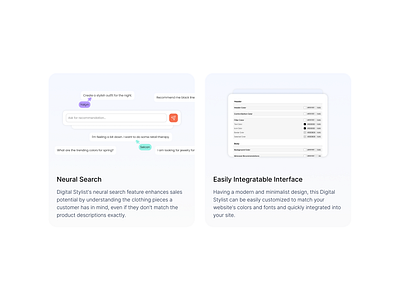 AI Product - Feature Card ai card chat customizaiton design feature illustration neural search stylist ui