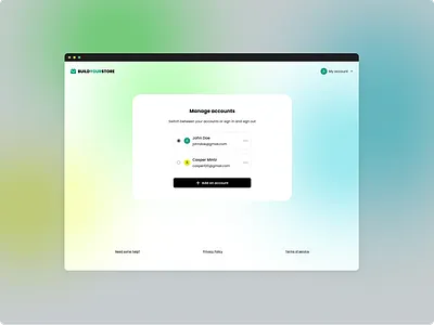 Multiple accounts feature feature fintech gradients multiple multiple accounts product design shopify ui ui design