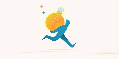 I have an idea! animation brand branding carry carrying design flat gif idea illustration job lamp loop motion motion design motion graphics running stars team walking