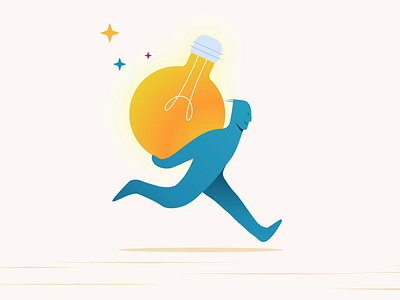 I have an idea! animation brand branding carry carrying design flat gif idea illustration job lamp loop motion motion design motion graphics running stars team walking