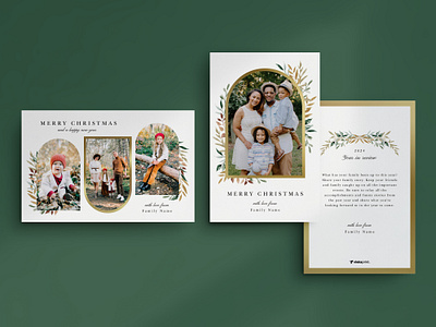 Holiday Card / Greenery And Gold christmas gold graphic design greenery holiday card design