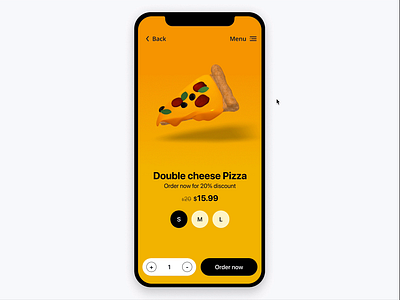 Pizza Ordering - 3D interaction design 3d animation 3d design animation food graphic design interaction design mobile app design motion graphics pizza pizza ordering spline ui uiux