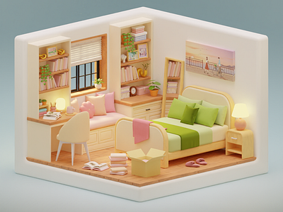 Cozy Bedroom 3d 3d design 3d illustration 3d room blender design illustration lowpoly