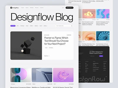 Designflow Website: Blog Page Design article blog blog home blog page blog post blogpost design interface landing page minimal minimalism post ui ux web web design web layout web page webdesign website